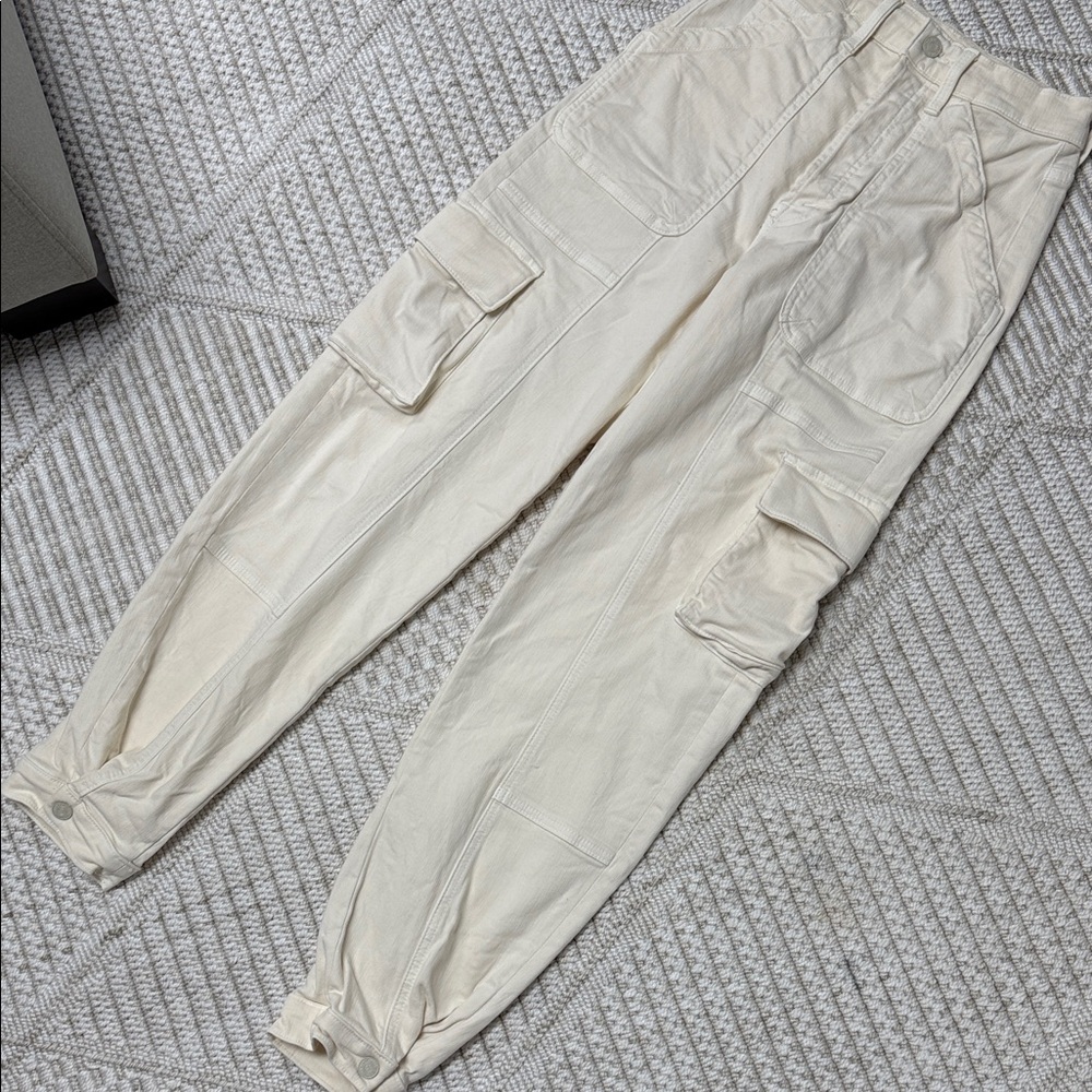 Women’s eggnog Cream Cargo flood Mother Jeans Pants the curbside 25